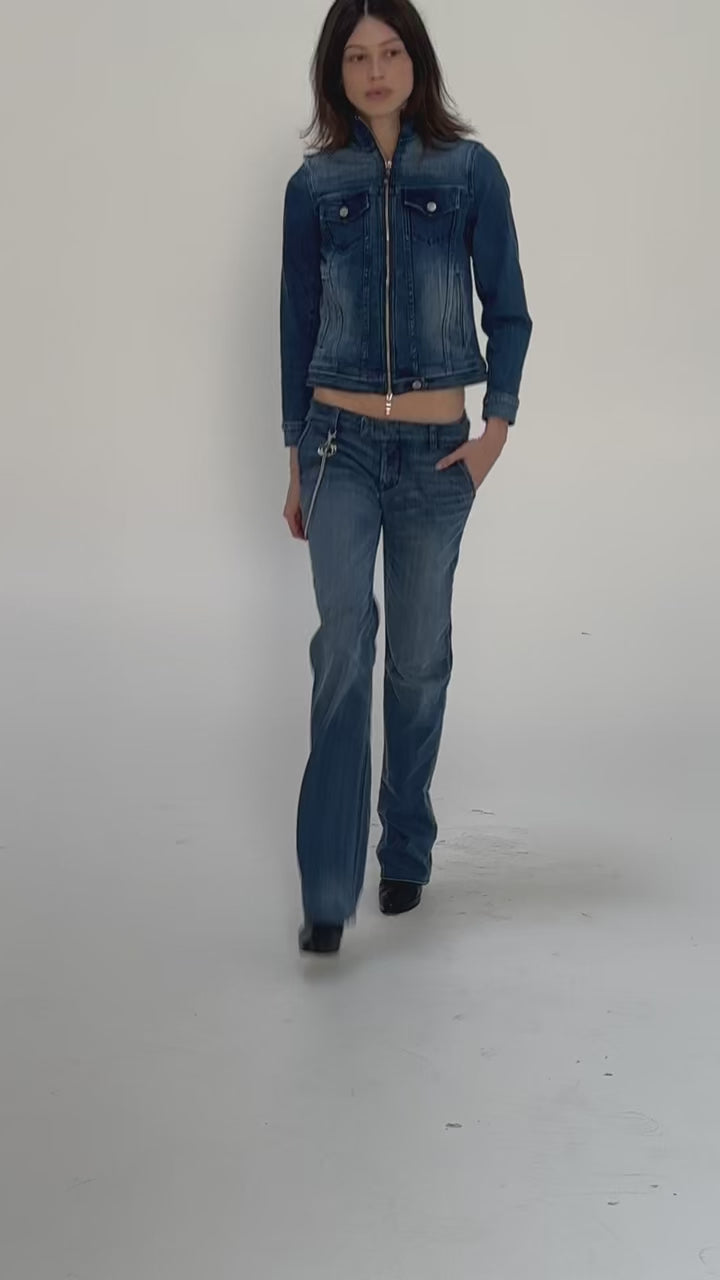 The Biker | Fitted High-Collar Denim Jacket