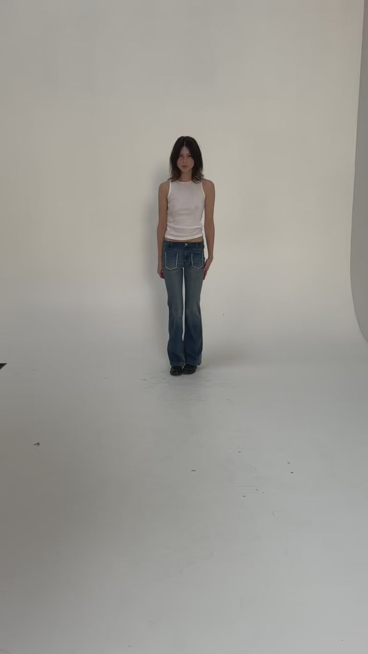The Stud Flare Jean | Studded Mid-Rise Denim